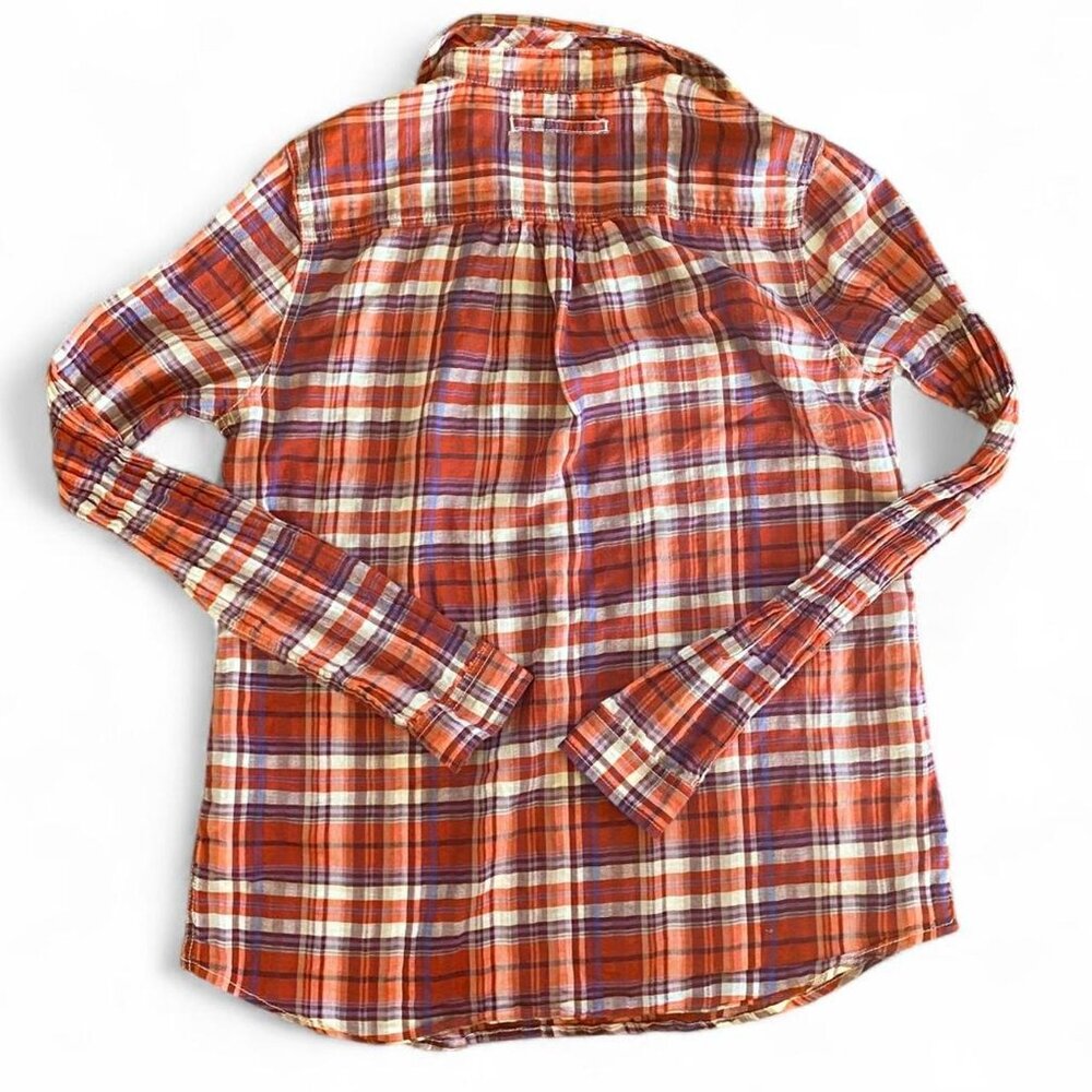 Gap red and purple plaid button-up shirt - Picture 3 of 4